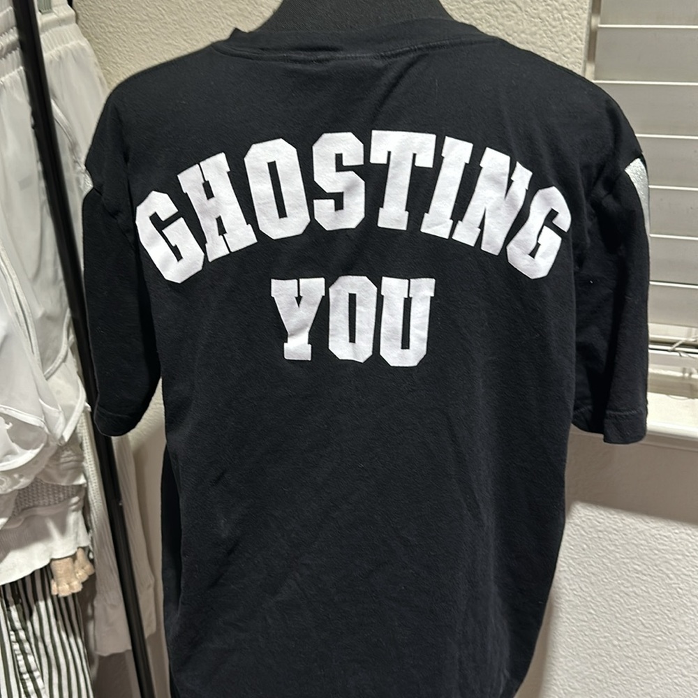 Victoria's Secret PINK GHOSTING YOU Bones Skeleton Bling T-Shirt  NEW Super Cool